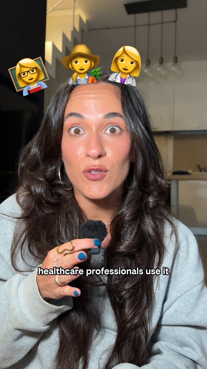 A woman holds a microphone with the caption "healthcare professionals use it," paired with emoji icons of a teacher, farmer, and doctor above her head, illustrating the post's message that people across diverse industries—including healthcare—are using crypto to gain more control over their finances.