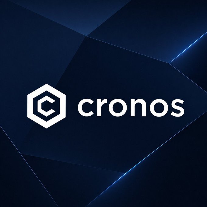 The Cronos logo featuring a white hexagonal 'C' icon and the word 'cronos' on a dark blue geometric background.