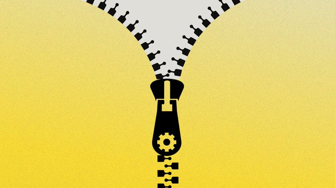 A black zipper with a gear-shaped pull is set against a bright yellow background, visually representing the "Zipper" name of the upcoming Protocol 27 upgrade for the Stellar network. The zipper imagery directly ties to the protocol's codename being voted on by validators on July 8.