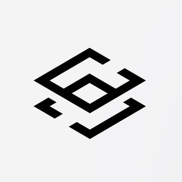 Black geometric logo featuring interlocking diamond shapes on a white background.