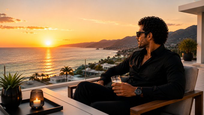 The image shows a man sitting alone at an outdoor table, enjoying his time with a drink. The setting appears to be near the ocean or beach, as there are palm trees visible nearby. A potted plant can also be seen on the left side of the scene. In addition to these elements, there is a candle and a clock present in the image.

The post seems to be promoting an online community called "NucleusCodes", which encourages users to participate in campaigns by sharing their experiences or opinions about various topics. The man's presence at the table with his drink could be related to one of these campaigns, as he is likely participating and sharing his thoughts on a specific topic.