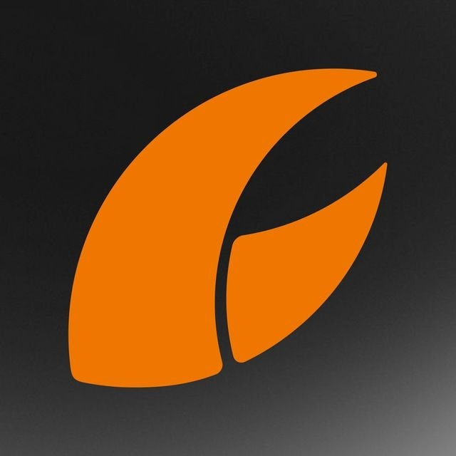The image shows an orange stylized logo resembling a flame or swoosh design on a dark gray background, which serves as the visual branding for the "CrabX Shard Battle Royale" World Cup Limited Event promotion, symbolizing the fiery excitement of the competitive crypto coin-grinding campaign.