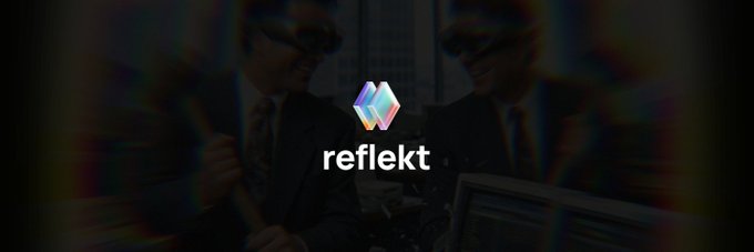 A dark banner displays the 'reflekt' logo with a colorful geometric icon over a blurred background of people in suits wearing sunglasses.