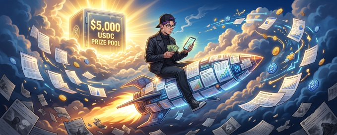 The image shows a man sitting on top of a rocket ship with his feet up in the air while he uses an electronic device such as a cell phone or tablet, seemingly controlling the rocket through his fingertips. In the background, there is a giant $5,000 prize pool sign and other relevant symbols associated with online activity or social media usage. The man appears to be enjoying some form of online entertainment or gaming experience that involves this particular platform.