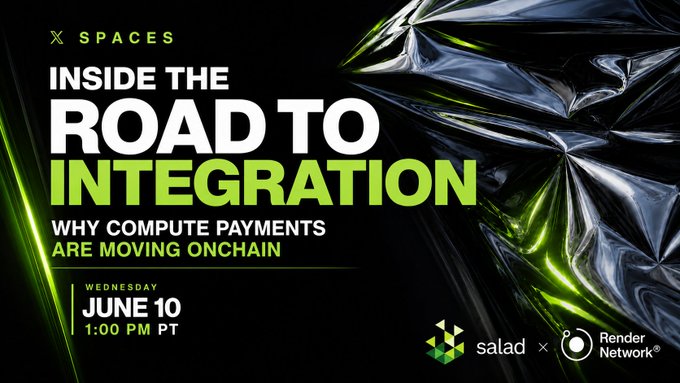 The image features a poster for an event titled "Inside The Road To Integration" that takes place on June 10th at 1:00 PM. The poster also mentions that there will be a salad chef featured, which suggests that attendees can expect to enjoy some delicious food during the event. The main focus of the post is to discuss how self-custody changes the GPU supply equation and how it affects the network's dynamics by reducing platform skimming and lowering costs for users.
