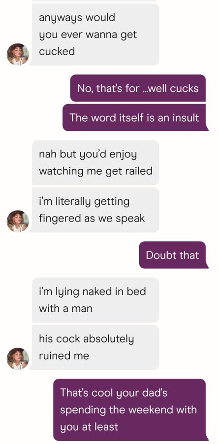 The image shows a screenshot of a text conversation between two people. The conversation appears to be about a weekend, with one person asking if their dad has spent enough time with them during the weekend. The other person responds by saying that they have had a great time and are happy to spend more time together.