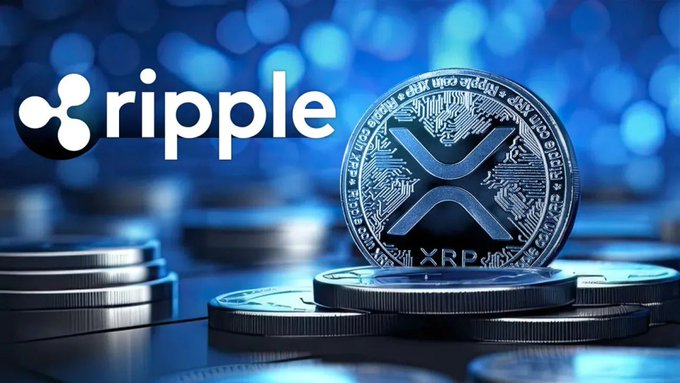 A Ripple branded image featuring the company's logo and an XRP cryptocurrency coin stacked on a blue background, illustrating Ripple's legal battle with the SEC and CEO Brad Garlinghouse's revelation that shutting down the company and distributing XRP holdings was once considered as an alternative to years of litigation.