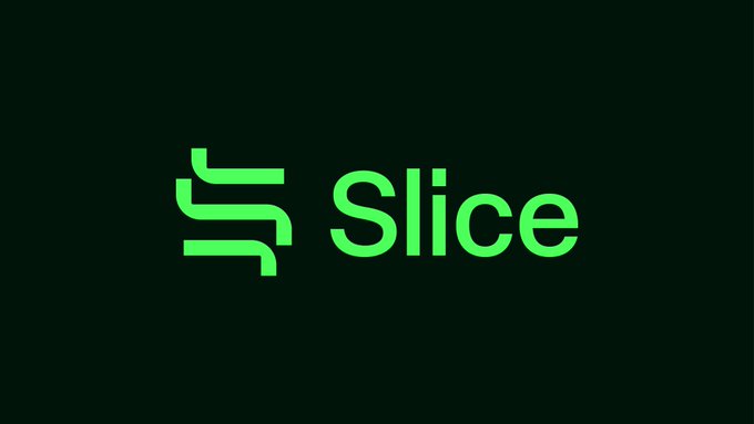 A black background featuring the green 'Slice' logo, which combines a stylized dollar sign with the brand name.