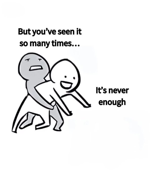 This meme illustrates the addictive nature of gambling, depicting a person being pulled forward by the desire for more, even after repeated losses. The text "But you've seen it so many times..." and "It's never enough" directly relates to the accompanying post about the struggle with gambling.