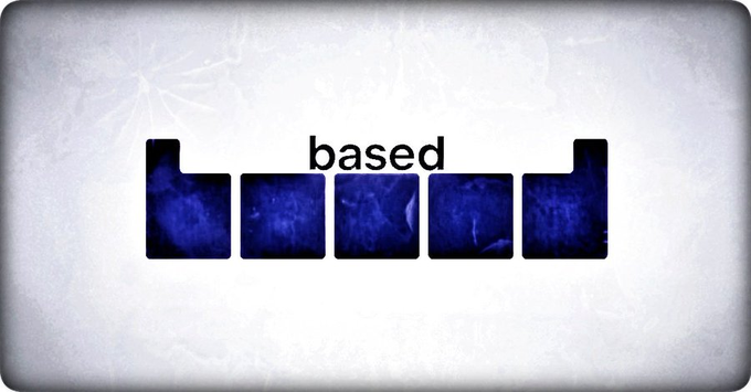 A stylized graphic with the word 'based' displayed above five dark blue rectangular blocks on a light grey textured background.