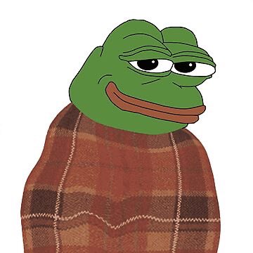 A Pepe the Frog meme wearing a blanket represents the $PEPE cryptocurrency mentioned in the post, with the cozy blanket and sleepy expression illustrating the "come home" sentiment of returning to the meme coin at a discounted 90% entry point despite retail holdings being at all-time highs.