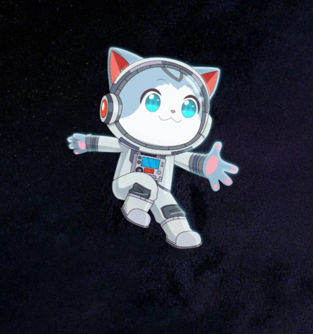 A cute cartoon cat astronaut in a spacesuit floats against a dark starry background, serving as the mascot for the $WEN meme coin on Solana. The image visually represents the brand's charming, community-focused approach to making crypto accessible, perfectly matching the post's playful promotion of the token.