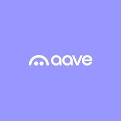 A purple logo screen displaying the white 'aave' brand name with its ghost-like icon.