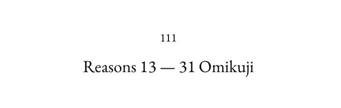 Black text on a white background reads '111 Reasons 13 — 31 Omikuji'.