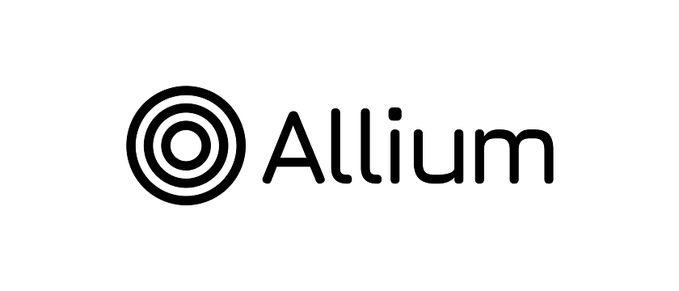 A logo for 'Allium' featuring a black concentric circle design next to the brand name.