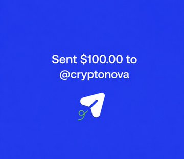 The image displays a blue Google Pay confirmation screen showing "Sent $100.00 to @cryptonova" with the Google Pay logo, representing an example of the $SOL giveaway mentioned in the post where participants are randomly selected to receive cryptocurrency rewards.