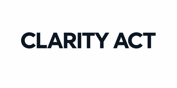 The image displays the text "CLARITY ACT" in bold black letters on a white background, serving as a title card for a Vietnamese-language post discussing the implications of the proposed U.S. crypto legislation known as the CLARITY Act and its potential role in integrating cryptocurrency into the mainstream financial system through clearer regulatory frameworks.