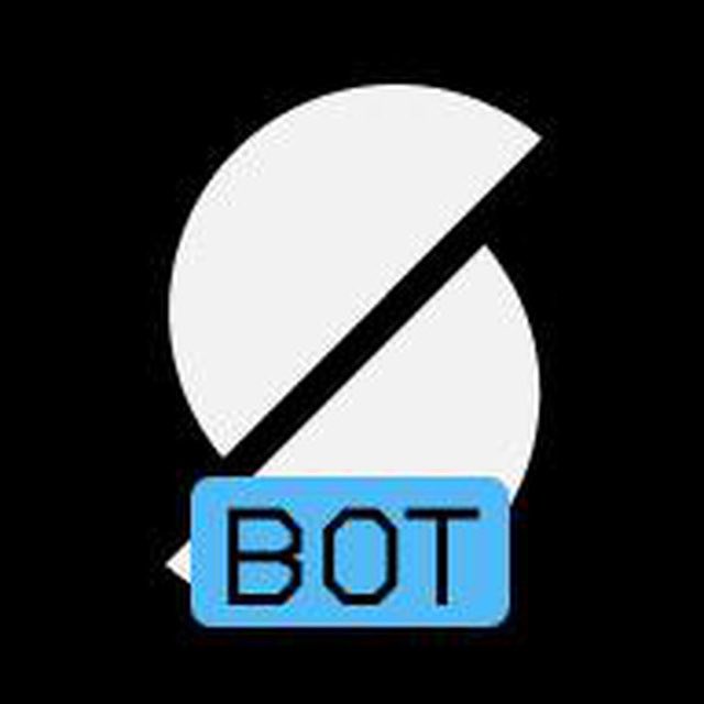 A black and white profile-style icon with a diagonal slash through it, overlaid with a blue 'BOT' label in pixelated text.