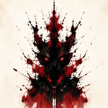 The image features an abstract painting with red and black splatters that appear to be blood stains. The painting has a dark and intense color palette, giving it a spooky or mysterious appearance. The artist's signature can be seen at the bottom of the image. The post is titled "Seeing a few inkgenetics PFPs I'll say, maybe change your PFP and we'll notice you". This suggests that the artist might have been experimenting with different techniques or materials to create this particular piece of art.