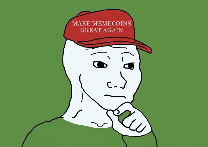 The image features a cartoon depiction of a white man wearing a red baseball cap with the words "Make meeclocks great again" written above his head. The man appears to be pondering or deep in thought, as he looks down at something below him. In the bottom right corner of the image, there is text that reads "Im buying more $wojak on ethereum". This suggests that the man might be considering investing in Bitcoin or another cryptocurrency, given his interest in meeclocks and the potential for financial gain from such investments.