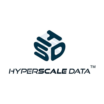The image displays the Hyperscale Data logo featuring a stylized dark blue cube with a "D" design above the company name "HYPERSCALE DATA™" in bold text, serving as the brand identity for the AI data center developer that recently increased its Bitcoin holdings to 1,000 BTC.