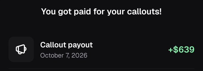 A mobile notification that reads 'You got paid for your callouts!' showing a 'Callout payout' of '+$639' dated October 7, 2026.
