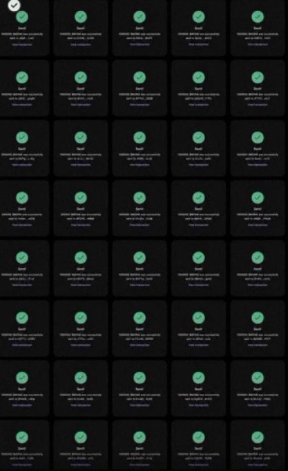 A grid of identical dark cards each displaying a green checkmark icon and some illegible small text.