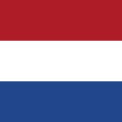 The flag of the Netherlands, featuring three horizontal stripes of red, white, and blue.