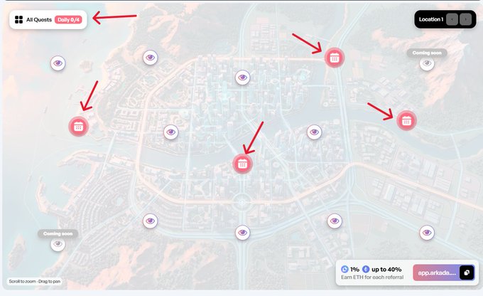 The image shows a map of a city with various locations marked on it. The map also includes icons representing different types of businesses, such as restaurants and shops. There are several arrows pointing out from the map towards specific locations within the city. The text in the image suggests that there is an opportunity for users to participate in a major Airdrop campaign related to LitVM.