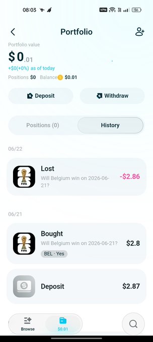 The image shows a cellphone screen displaying a list of different world cup predictions for Belgium and Cabo Verde, with options labeled "Lost", "Will Belgium win", and "Loss". There are also two pictures included on the screen as part of the prediction list. The app interface appears to be user-friendly and easy to use.