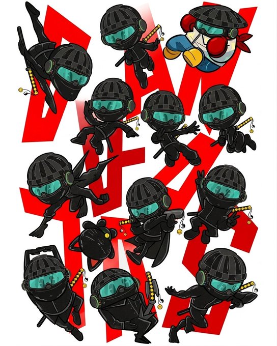 A collection of cartoon ninja characters in various dynamic poses with swords, displayed against bold red "WACKY" text, likely representing NFT artwork from a collection celebrating a first sale of 1.47 ETH.