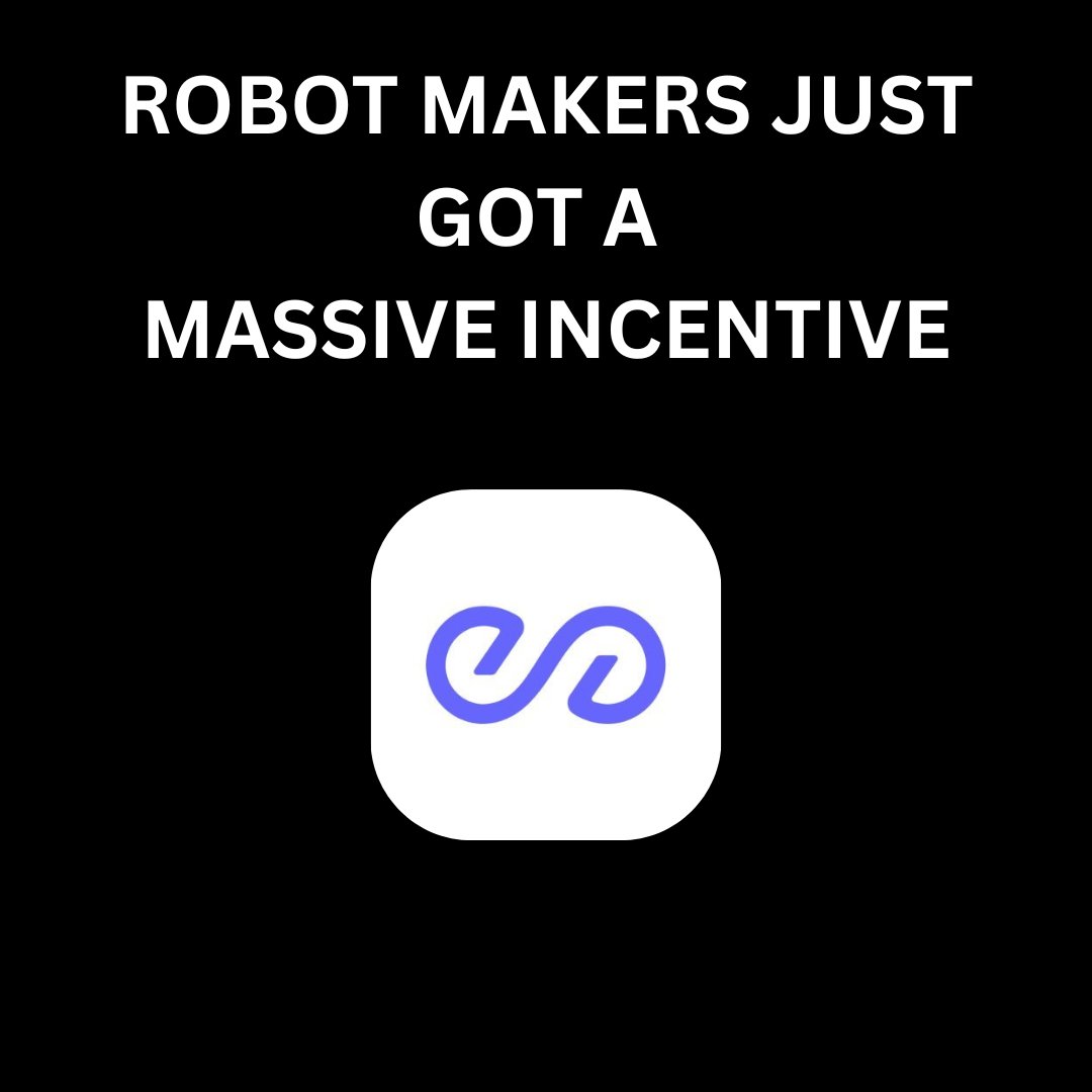 The image features a black background with white text that reads "Robot Makers Just Got a massive incentive $peaq @peaq". The text is written in a blocky font, which gives it a modern and clean appearance. The phrase "Just got a massive incentive" emphasizes the idea of receiving a substantial reward for one's work or investment. The use of white text against a black background makes the message stand out clearly.
