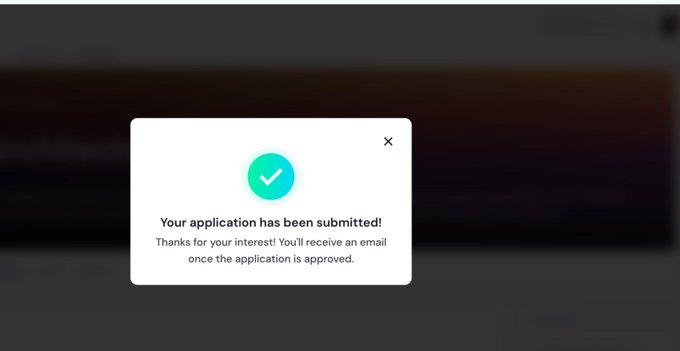 The image is a screenshot of a web page featuring a congratulatory message, saying that an application has been accepted! The congratulatory message is accompanied by an approval button, which is currently red. This message seems to be related to an Arc Network application or platform, as it was shared within the community on @arc. The post also contains a link to more information about this accomplishment.