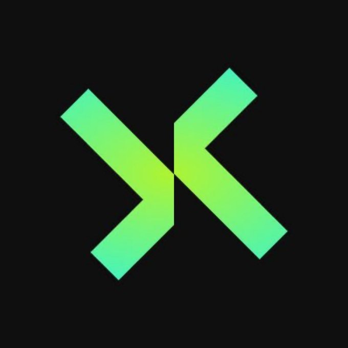 A green gradient logo featuring two interlocking angular shapes resembling the letters 'H' and 'F' or arrows, set against a dark gray background.