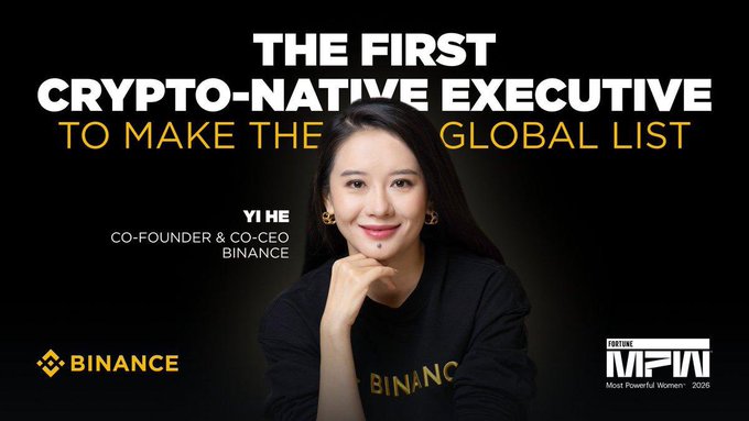 The image features a woman sitting down with her hand on her face, wearing a black shirt. The background of the image is dark, making the woman stand out. There are also some text elements present in the image that read "The first Crypto-native Executive to make the global list". This suggests that the post might be related to a competition or an event where the most powerful business leaders were recognized for their crypto-native executive skills.

In addition, there is a small logo visible at the bottom of the image, which could possibly represent a company or organization associated with the post.
