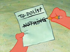 The image shows Patrick from SpongeBob holding a "To-Do List" with the word "NOTHING" crossed out.

The caption humorously contrasts the celebratory tone of the post about earning Eigen Keys with a blank to-do list, suggesting that those who haven't yet earned a key should embrace the struggle of "doing nothing" rather than rush the process.