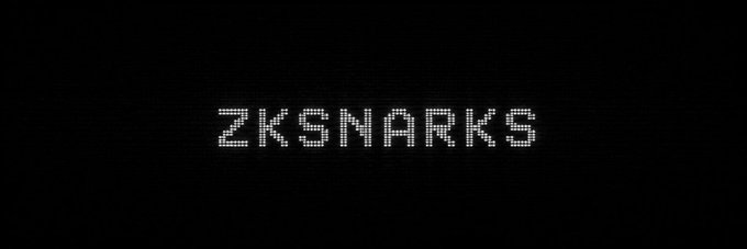 The word 'ZKSNARKS' displayed in a white pixelated font on a solid black background.