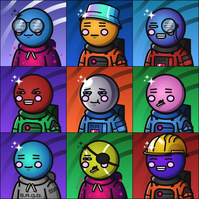 This image features a grid of nine different "Space Rider" NFTs, each with unique colors and accessories. The accompanying post highlights the popularity and increasing value of these NFTs on OpenSea.