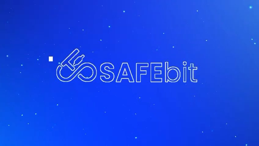 The image displays the "SAFEbit" logo in white outlined text against a deep blue, starry background, with a stylized key icon incorporated into the design. The branding aligns with the post's announcement of a new, innovative crypto exchange launching in Türkiye, with the key symbol reinforcing the platform's emphasis on security ("#BeSafe").