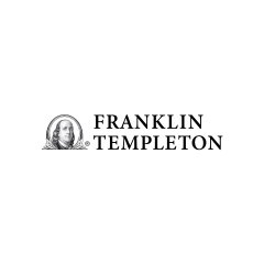 The image displays the Franklin Templeton logo, featuring a portrait medallion alongside the company name in bold black text. This relates to the announcement of their partnership with Animoca Brands to facilitate institutional access to tokenized real-world assets (RWAs) through the NUVA vault marketplace.