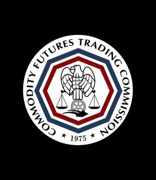 The image shows the official seal of the Commodity Futures Trading Commission (CFTC), featuring an eagle, scales of justice, and the text "COMMODITY FUTURES TRADING COMMISSION" with the year "1975." This seal is relevant to the post as it represents the federal regulator that has just approved Coinbase's new derivatives clearinghouse, allowing the exchange to directly clear and settle fully collateralized derivatives using USDC on a 24/7 basis.