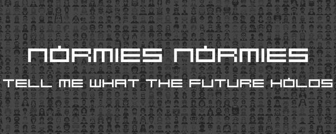 The image features a gray banner with white text that reads "Tell Me What The Future Holds" and "Norman's Normies".