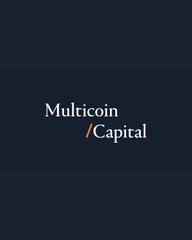 A simple logo on a dark navy background displaying the text 'Multicoin /Capital' with an orange slash.