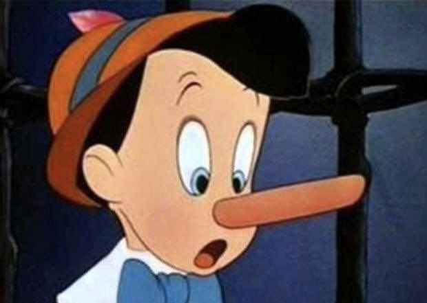 The image shows the classic cartoon character Pinocchio with his iconic elongated nose, which humorously illustrates the post's reference to Hunter Biden's claim about not profiting from his $LAPTOP memecoin—implying his statement is as believable as Pinocchio's nose would suggest a lie.