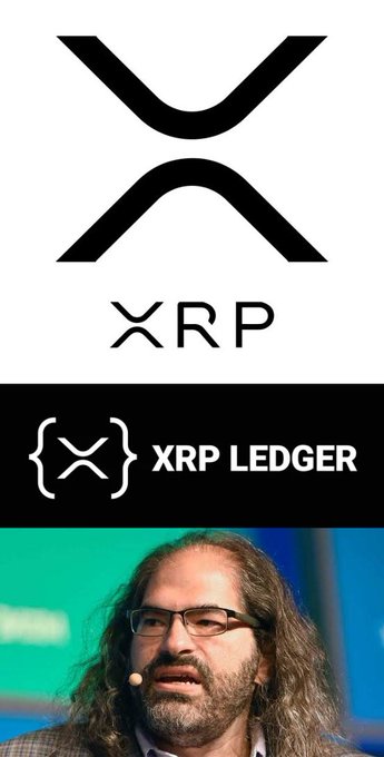 Graphic displaying the XRP cryptocurrency logo and 'XRP LEDGER' text above a photo of Ripple CTO David Schwartz.