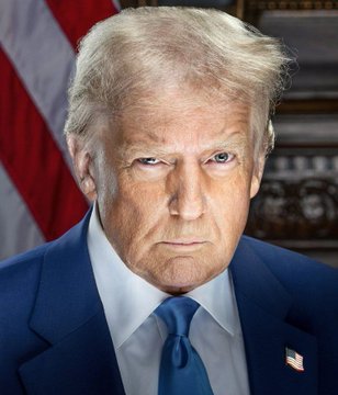 The image features a man dressed in a suit with a blue tie, standing against an American flag backdrop. The man appears to be wearing glasses and has a serious expression on his face as he looks directly at the camera. The caption of the image suggests that there is some sort of investigation or claim about the Trump family's involvement in crypto projects, possibly related to the post.