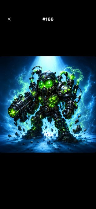 The image features a green robot with glowing green eyes, standing against a black background. The robot has a gun in its hand and appears to be wearing armor. The caption of the image reads "Just received some awesome NFTs from an amazing individual You rock @SafemoonYolo #RiseofTheHeadmates Collection And you too @LostGirlonSOL".