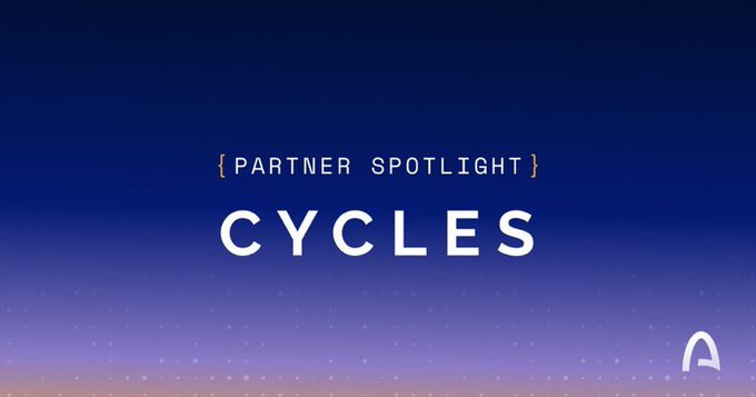 A minimalist digital graphic with a blue-to-purple gradient background features the white text '{PARTNER SPOTLIGHT} CYCLES'.