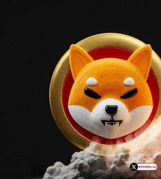 A 3D rendering of a Shiba Inu dog token logo emerging from smoke clouds against a black background, with an '@SHIBMafia' watermark in the corner.