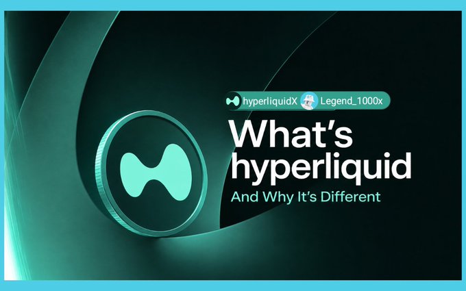 A promotional graphic titled 'What's hyperliquid And Why It's Different' featuring the Hyperliquid token logo and a user badge for 'Legend_1000x'.